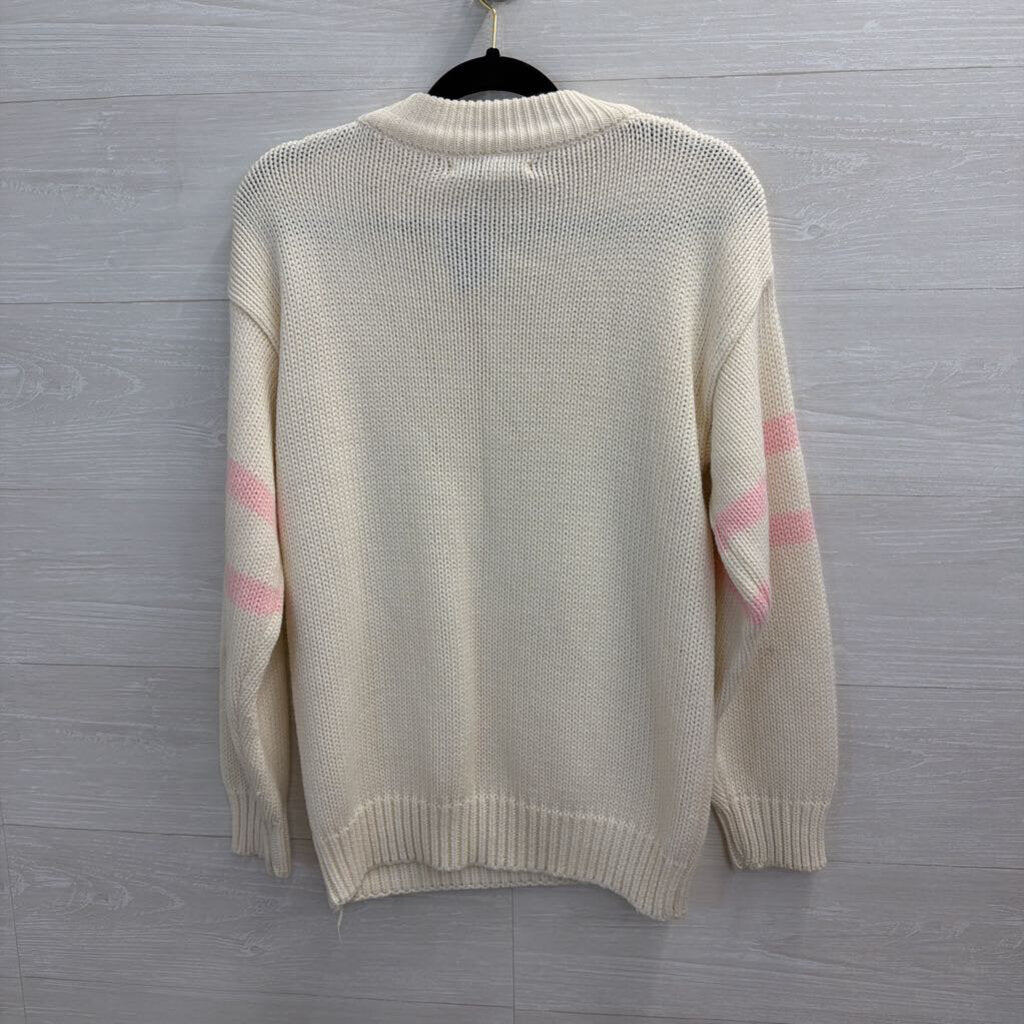 Vintage JJ Fargo White/ Pink Cheerleader Bear Sweater Top Medium