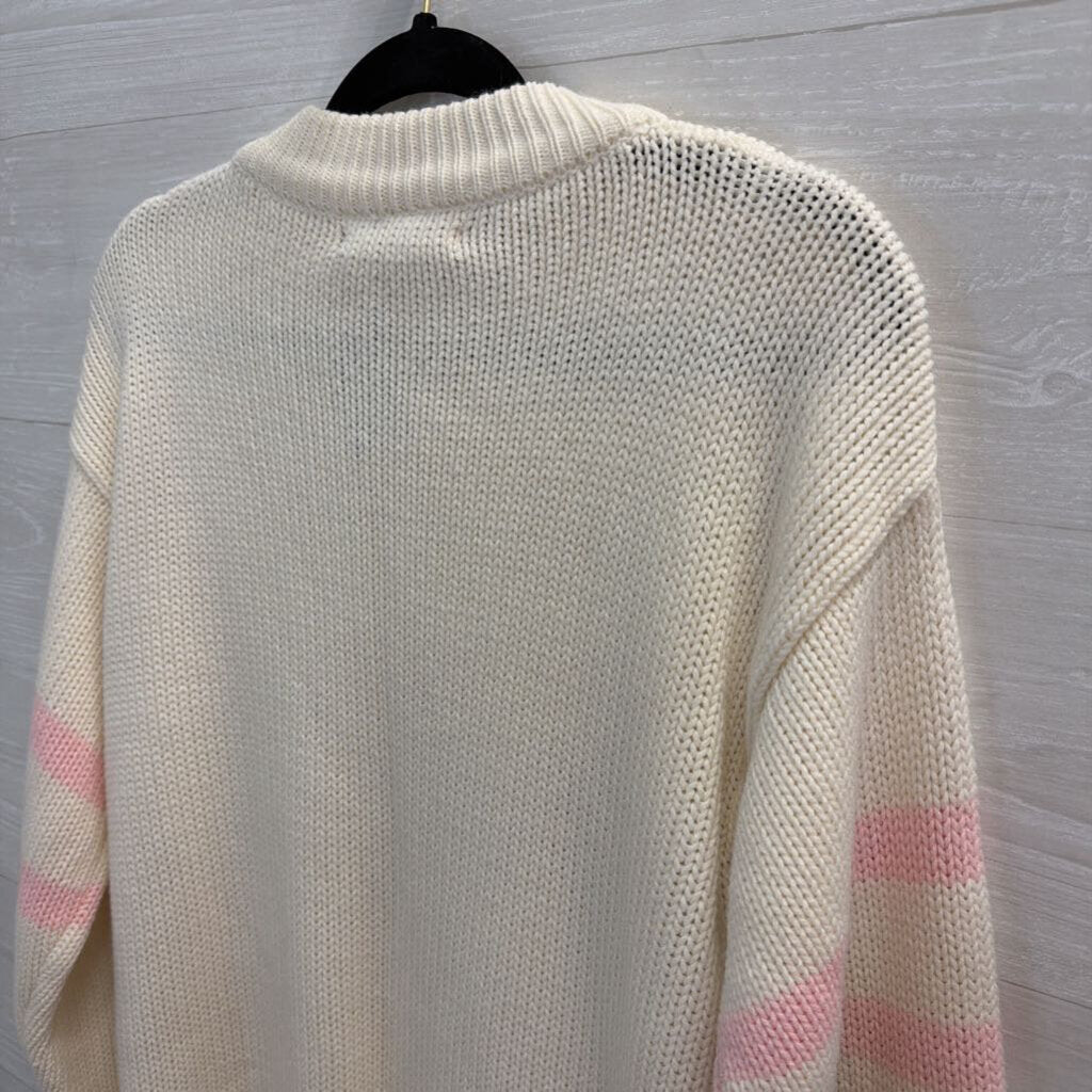 Vintage JJ Fargo White/ Pink Cheerleader Bear Sweater Top Medium