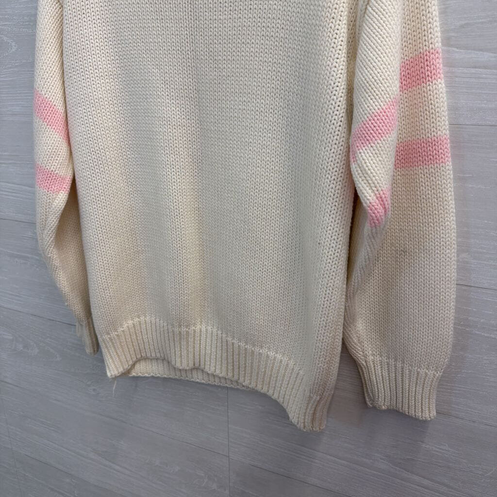 Vintage JJ Fargo White/ Pink Cheerleader Bear Sweater Top Medium