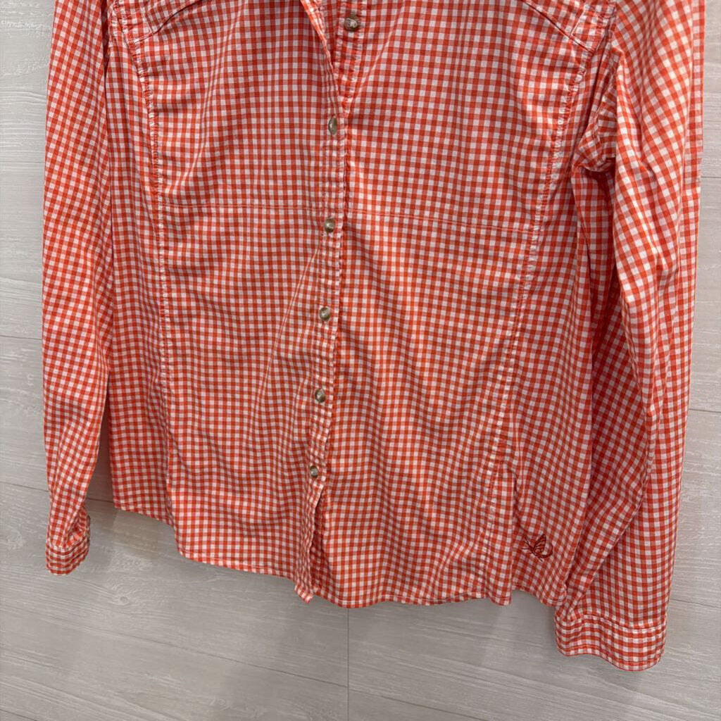 Red/ White Gingham Long Sleeve Button Down Top Medium