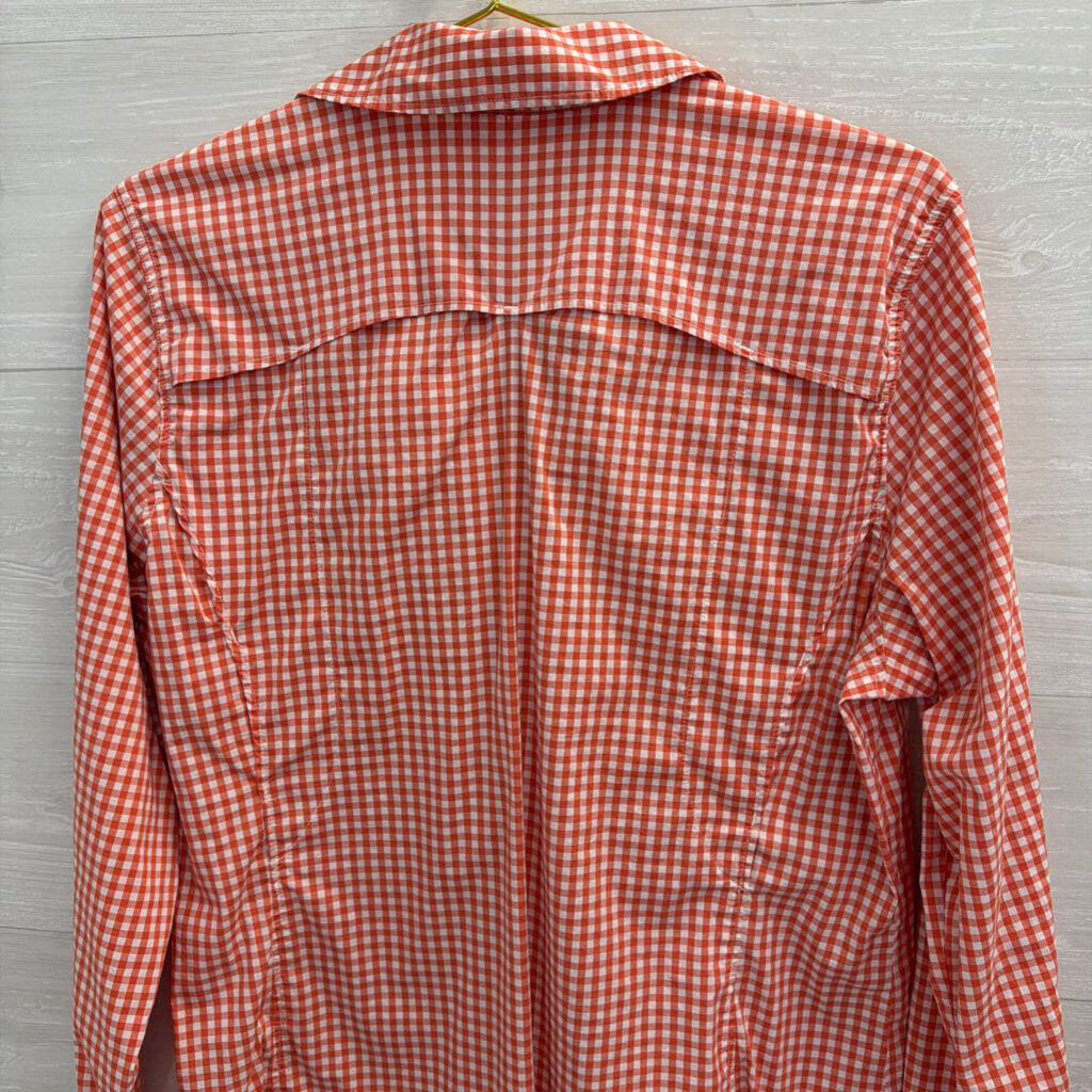 Red/ White Gingham Long Sleeve Button Down Top Medium