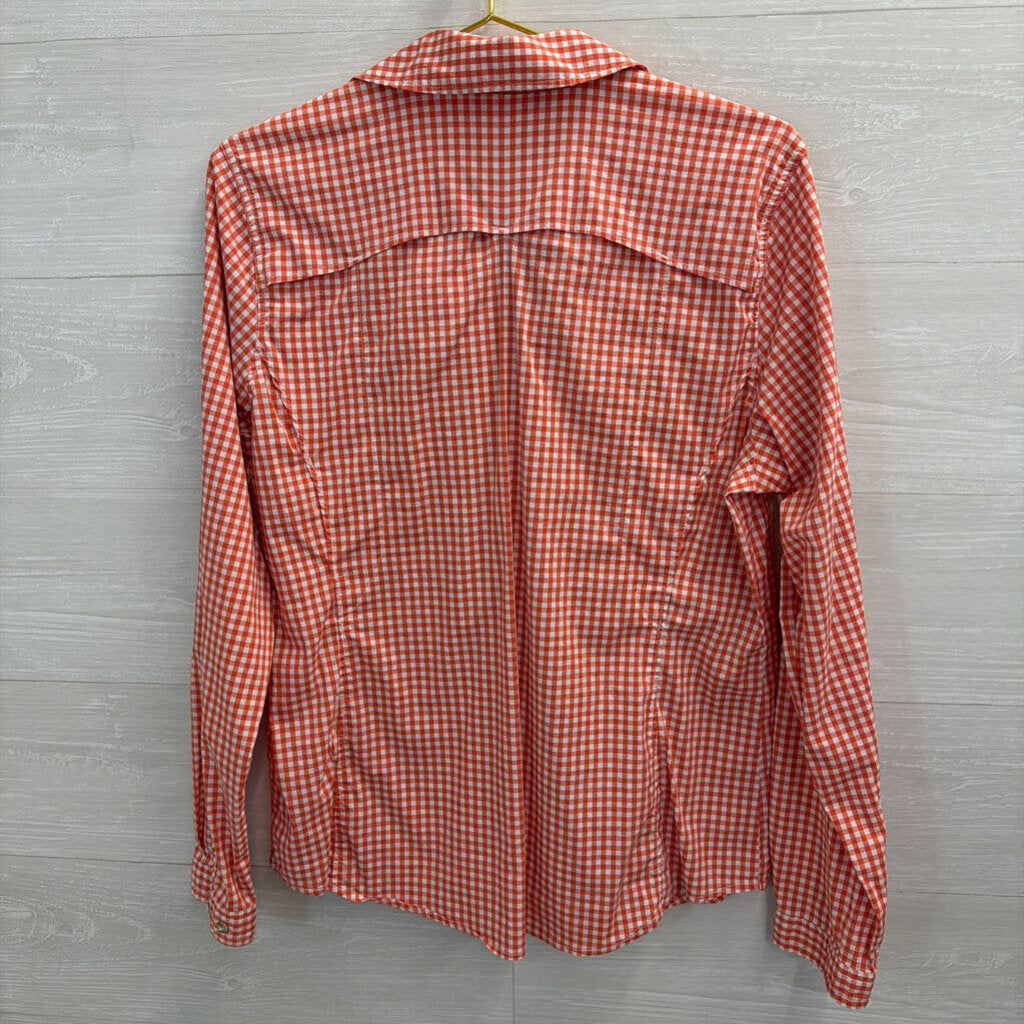Red/ White Gingham Long Sleeve Button Down Top Medium