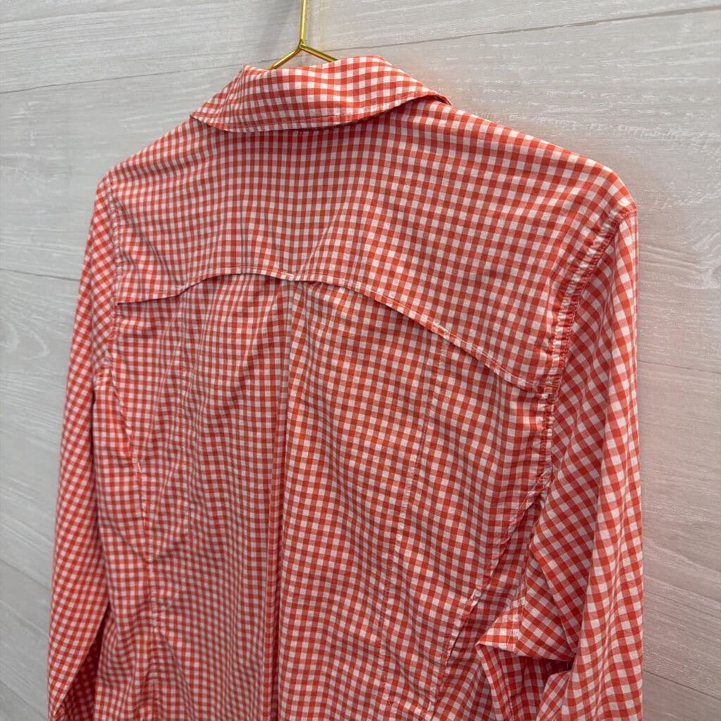 Red/ White Gingham Long Sleeve Button Down Top Medium