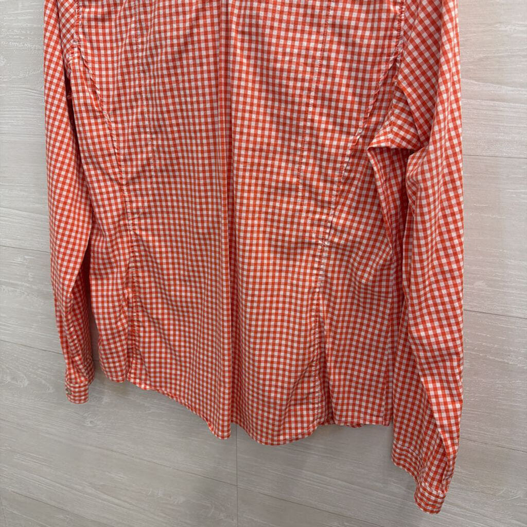 Red/ White Gingham Long Sleeve Button Down Top Medium