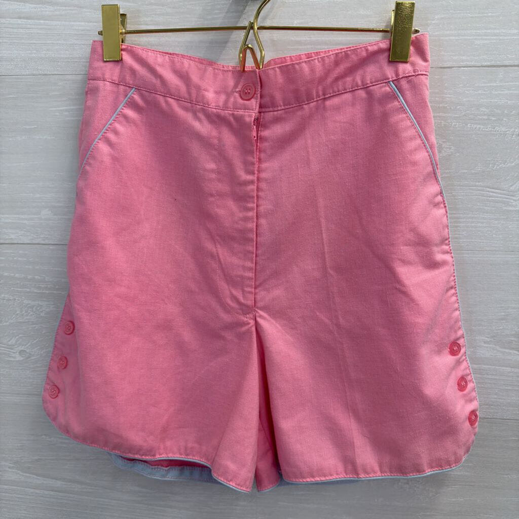 Vintage Pink High Waisted Button Detail Shorts Extra Small