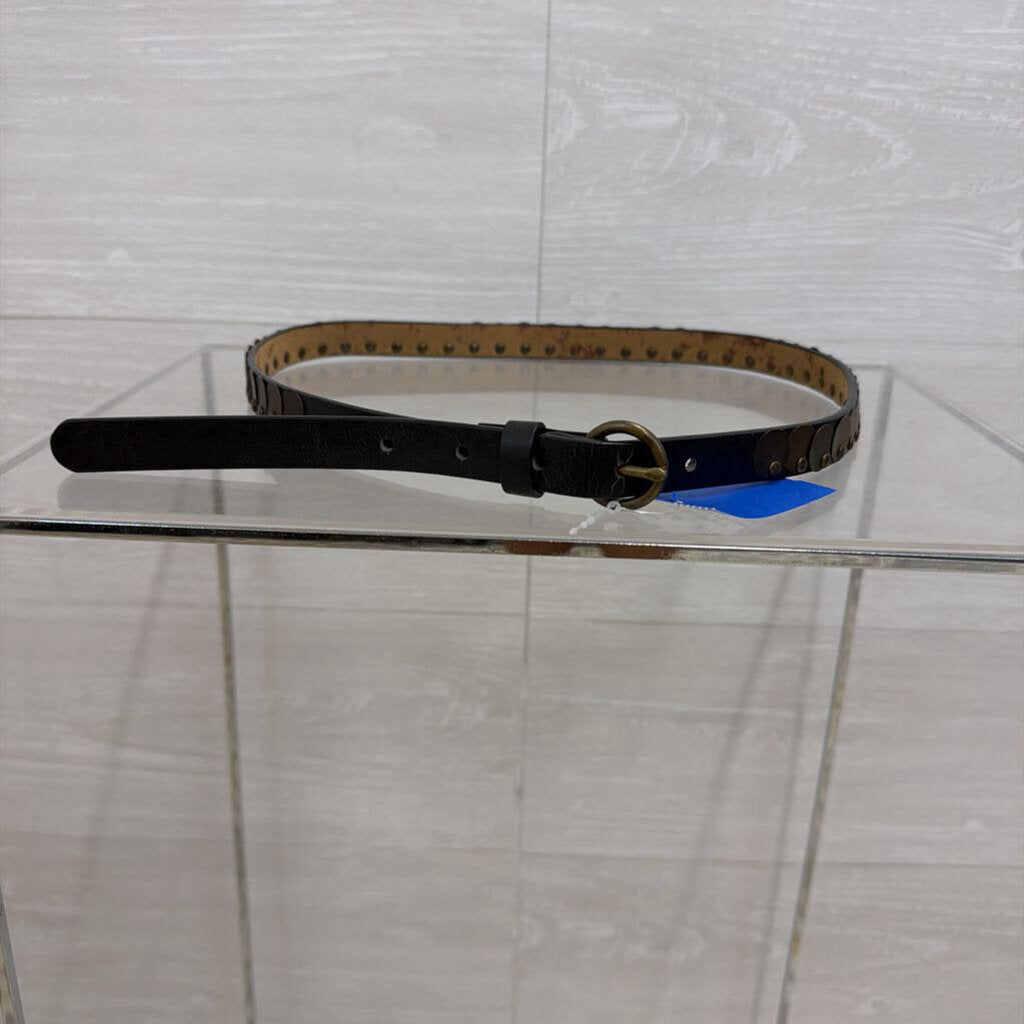 Black/ Bronze Circle Detail Thin Belt Small