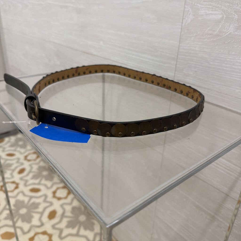 Black/ Bronze Circle Detail Thin Belt Small