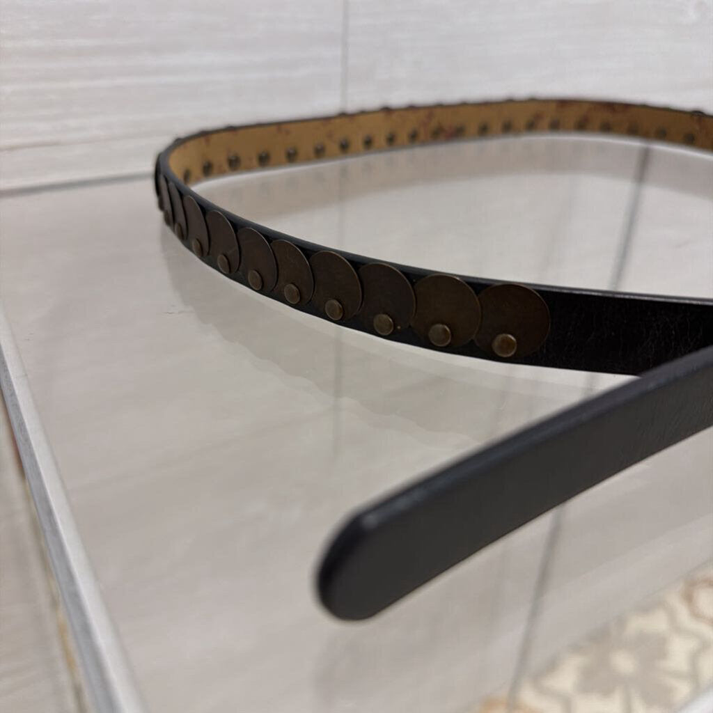Black/ Bronze Circle Detail Thin Belt Small