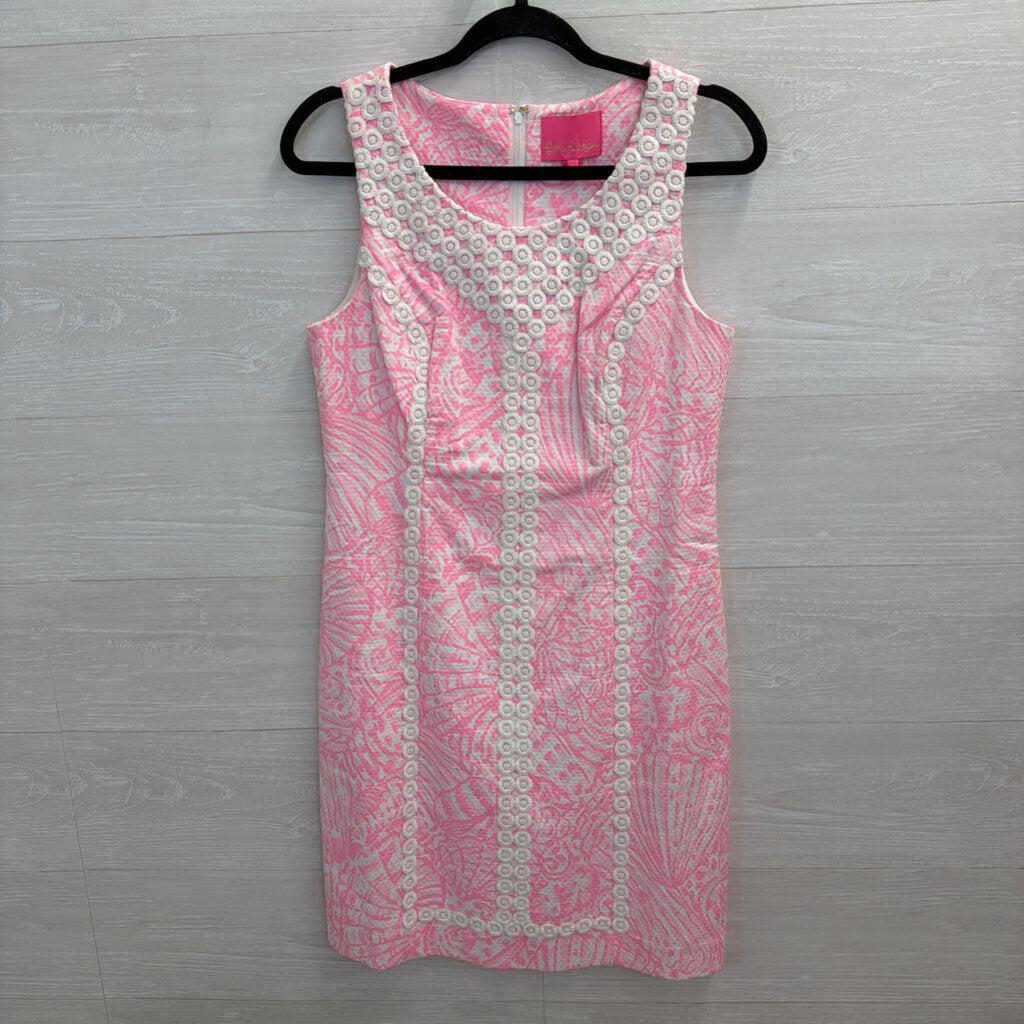 Lilly Pulitzer Pink/ White Print Sleeveless Shift Dress 6