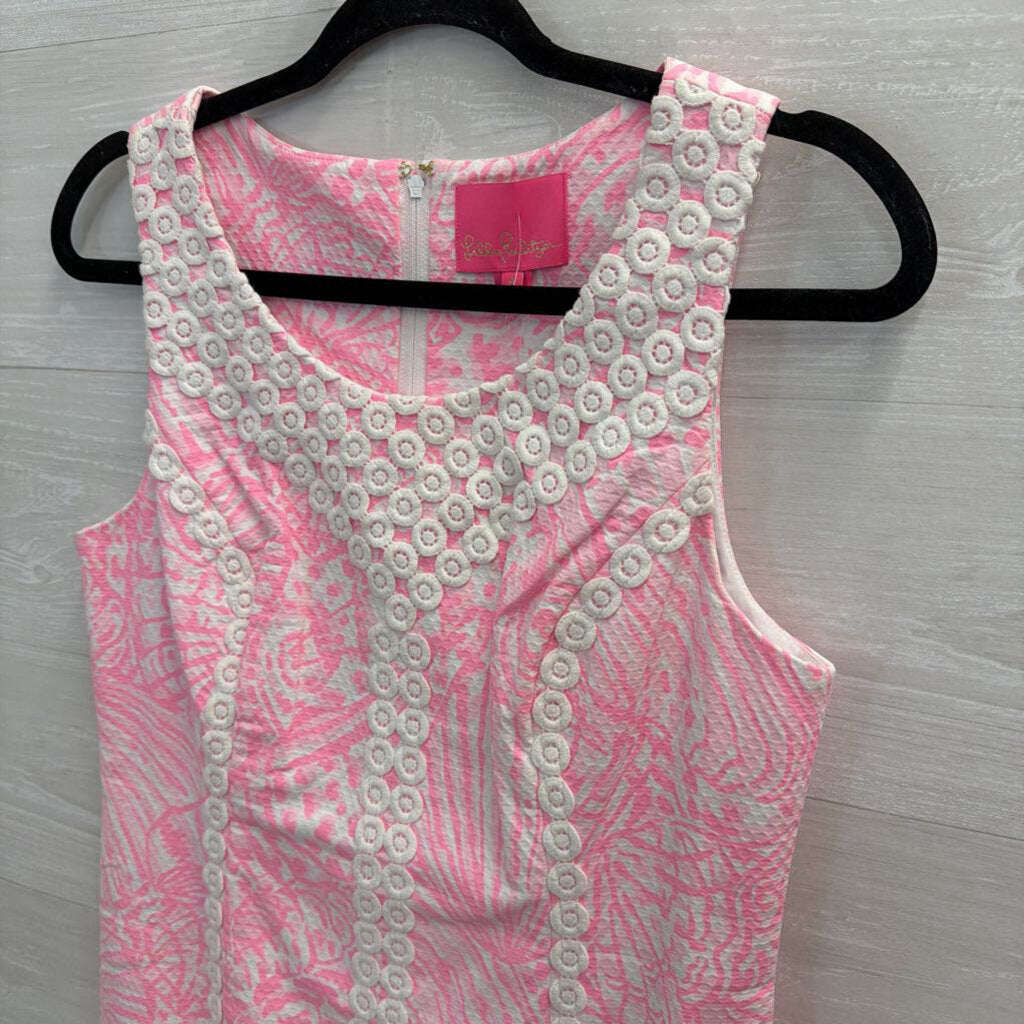 Lilly Pulitzer Pink/ White Print Sleeveless Shift Dress 6