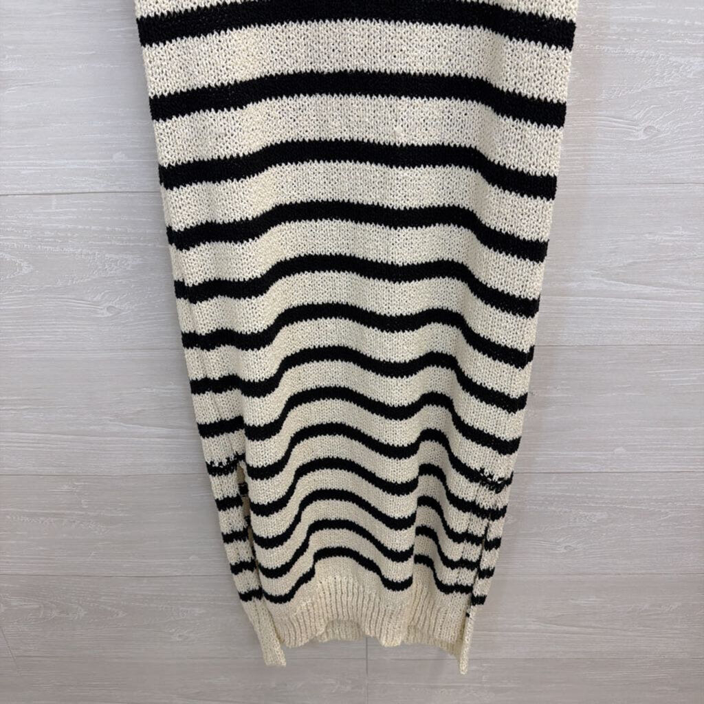 C and C California Black/ Beige Knit Striped Sleeveless Maxi Dress Small/ Medium
