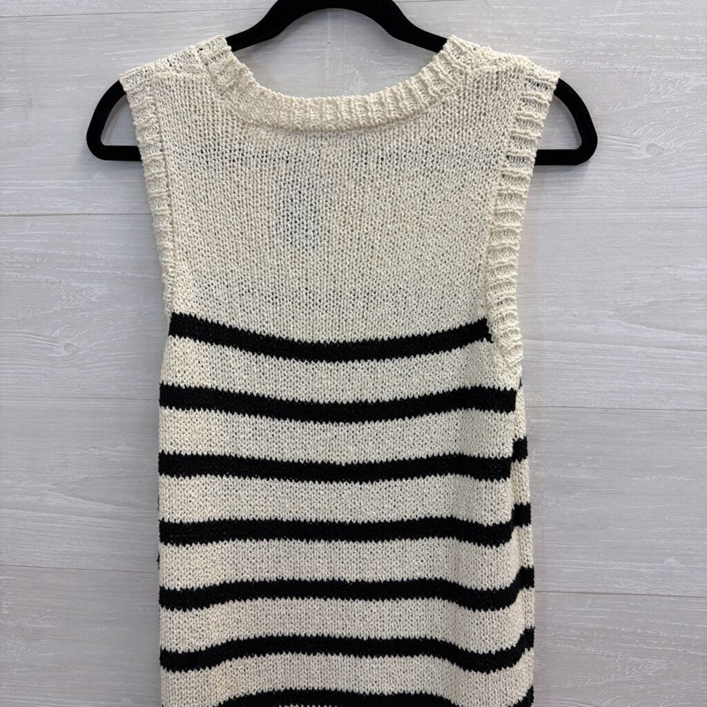 C and C California Black/ Beige Knit Striped Sleeveless Maxi Dress Small/ Medium
