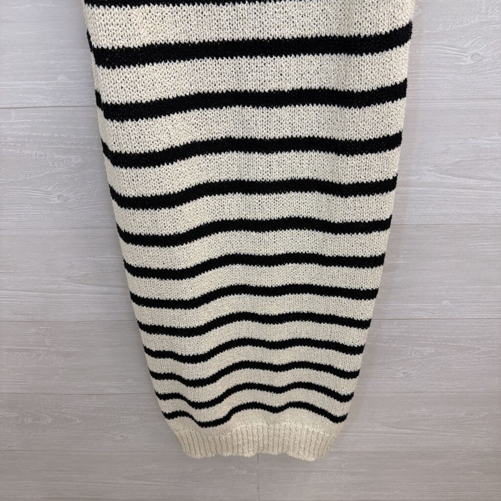 C and C California Black/ Beige Knit Striped Sleeveless Maxi Dress Small/ Medium