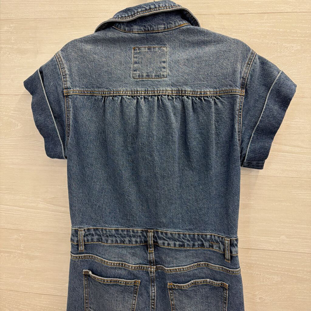 Habitual Dark Wash Denim Short Sleeve Jumpsuit 8