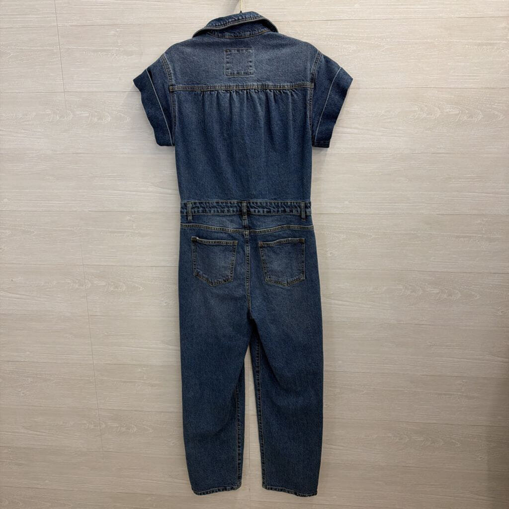 Habitual Dark Wash Denim Short Sleeve Jumpsuit 8