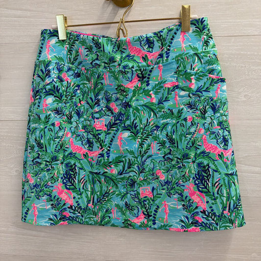 Lilly Pulitzer Luxletic Blue/ Multi Print Athletic Skort 4