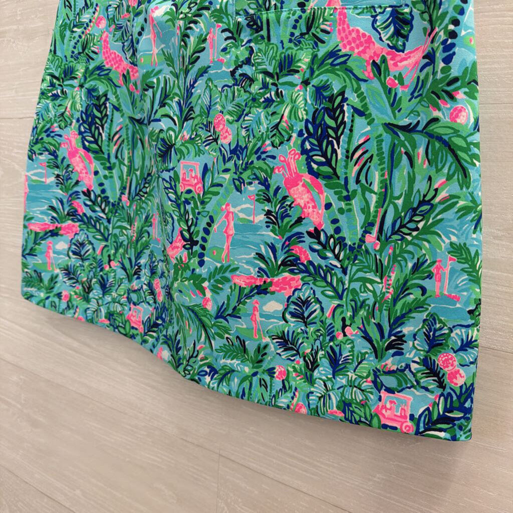 Lilly Pulitzer Luxletic Blue/ Multi Print Athletic Skort 4