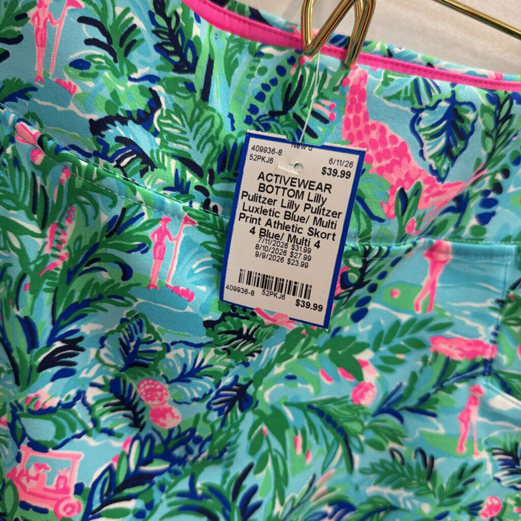 Lilly Pulitzer Luxletic Blue/ Multi Print Athletic Skort 4