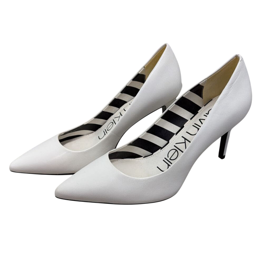 Calvin Klein White Leather Point Toe Pump Heels 6.5