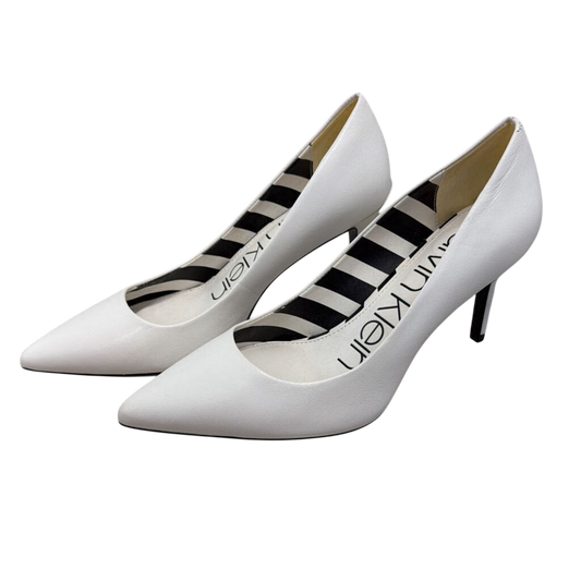 Calvin Klein White Leather Point Toe Pump Heels 6.5