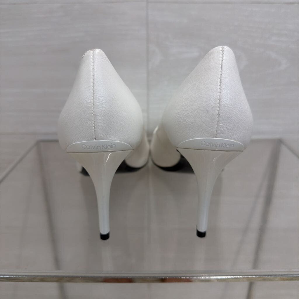 Calvin Klein White Leather Point Toe Pump Heels 6.5