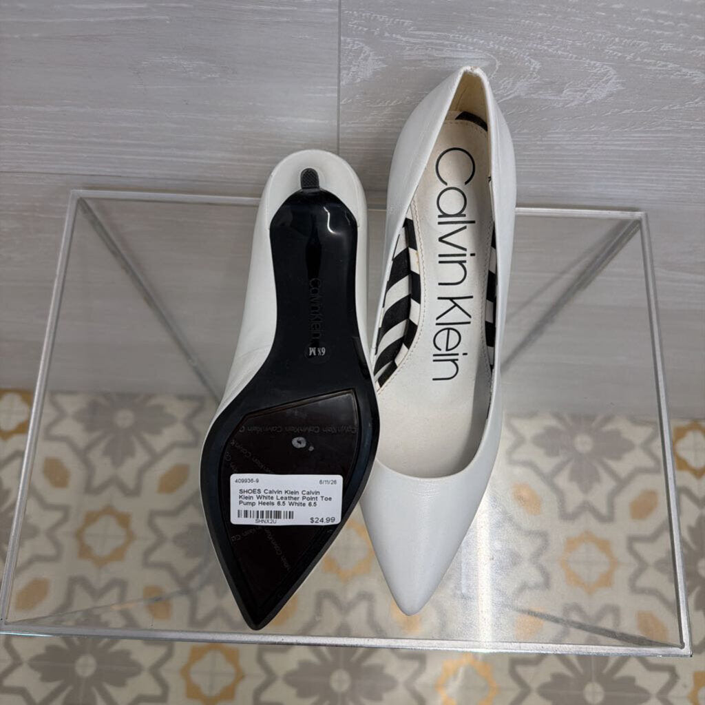 Calvin Klein White Leather Point Toe Pump Heels 6.5