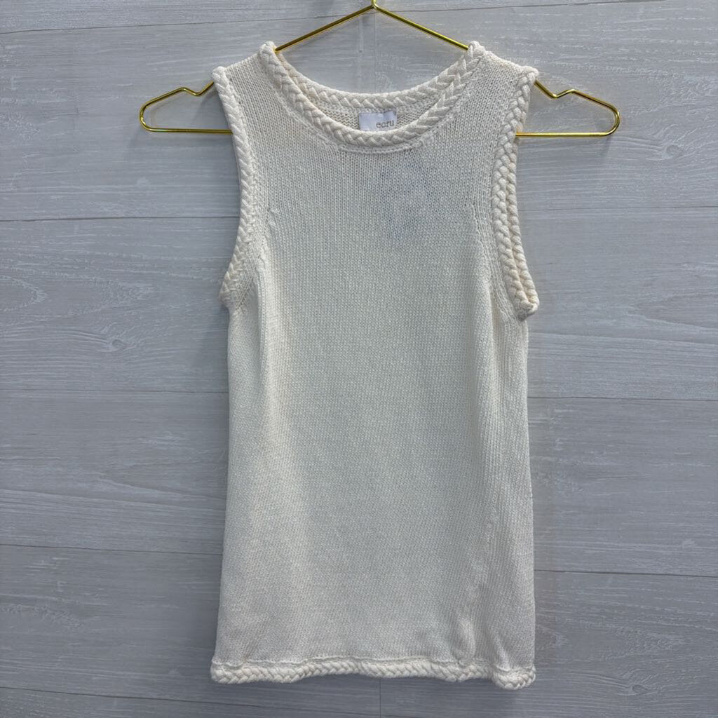 Ecru White Knit Tank Top Extra Small