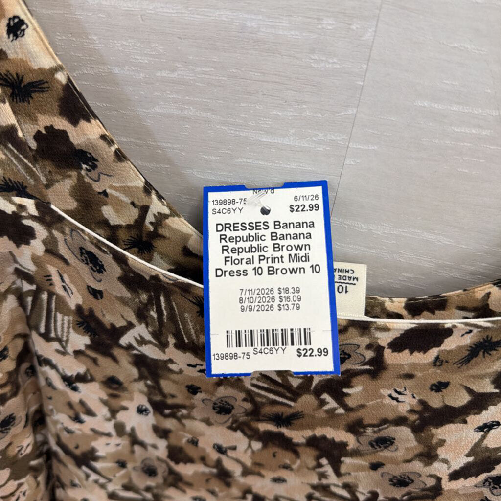 Banana Republic Brown Floral Print Midi Dress 10