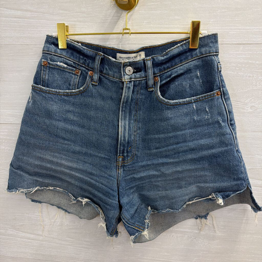Abercrombie and Fitch Dark Wash The 4" High Rise Mom Shorts 26