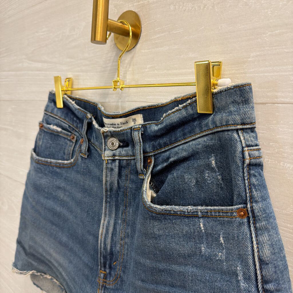 Abercrombie and Fitch Dark Wash The 4" High Rise Mom Shorts 26