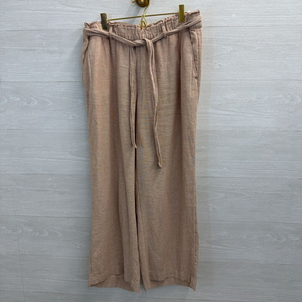 Loft Beige Wide Leg Tie Waist Pull On Pants Small