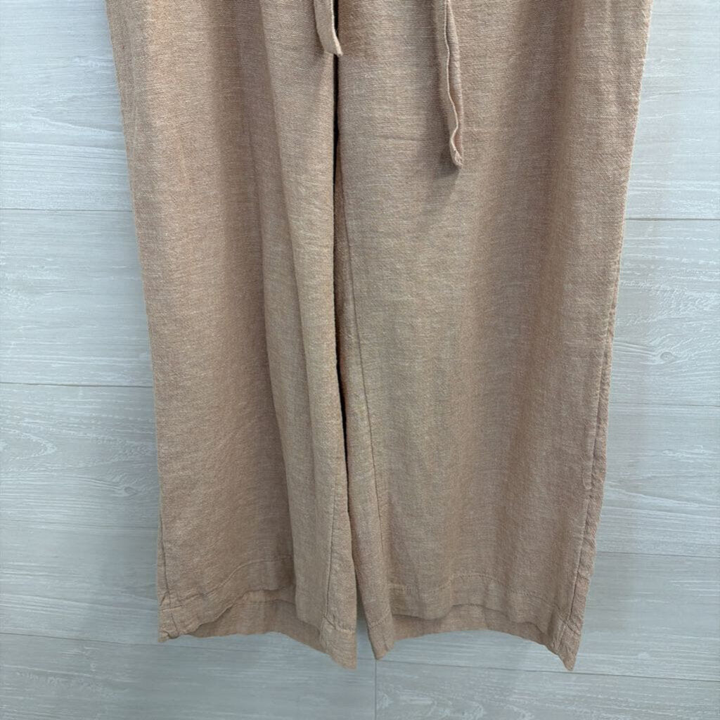 Loft Beige Wide Leg Tie Waist Pull On Pants Small