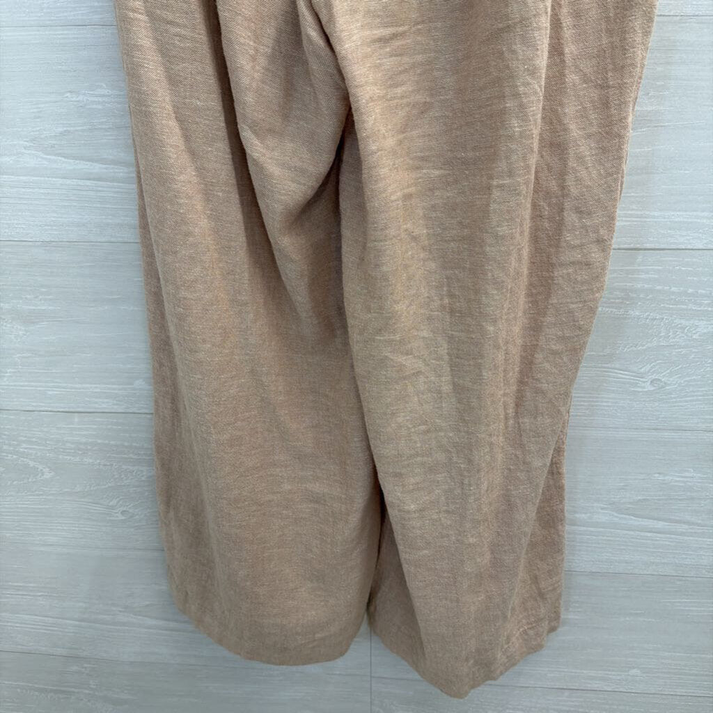 Loft Beige Wide Leg Tie Waist Pull On Pants Small