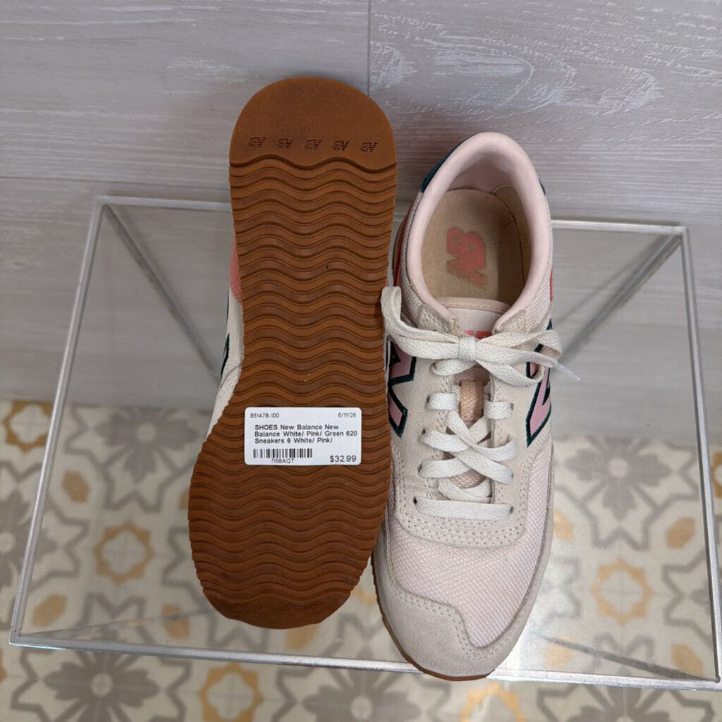 New Balance White/ Pink/ Green 620 Sneakers 6