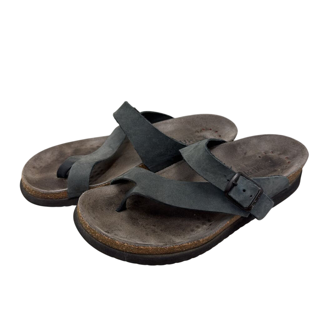 Mephisto Grey Leather Helen Sandals 38