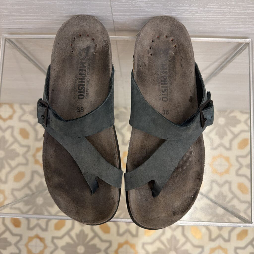 Mephisto Grey Leather Helen Sandals 38