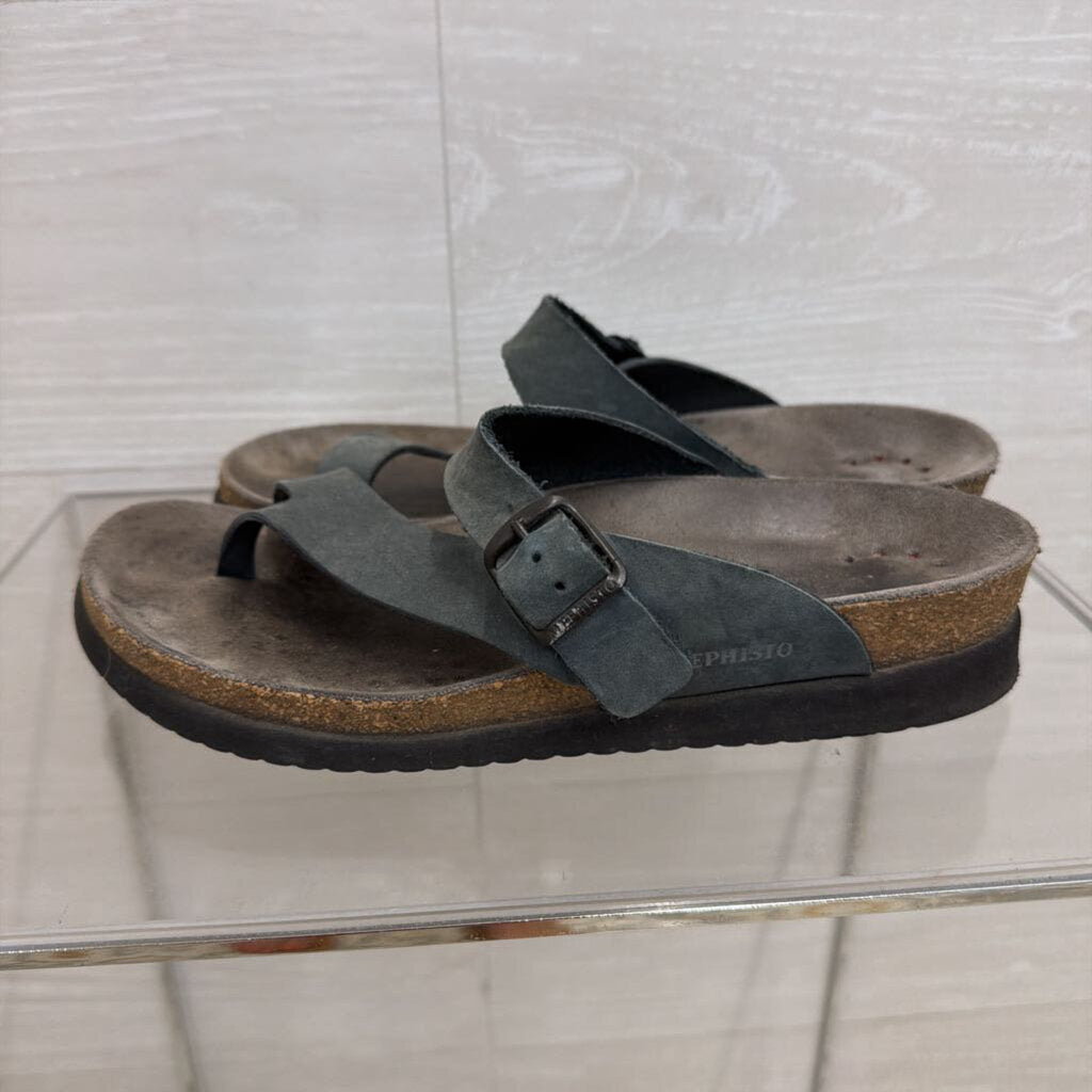 Mephisto Grey Leather Helen Sandals 38