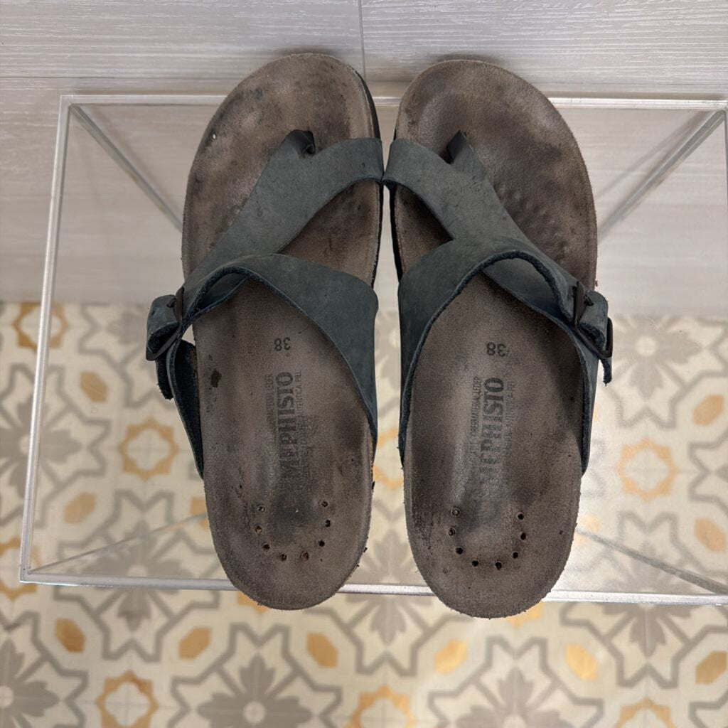 Mephisto Grey Leather Helen Sandals 38
