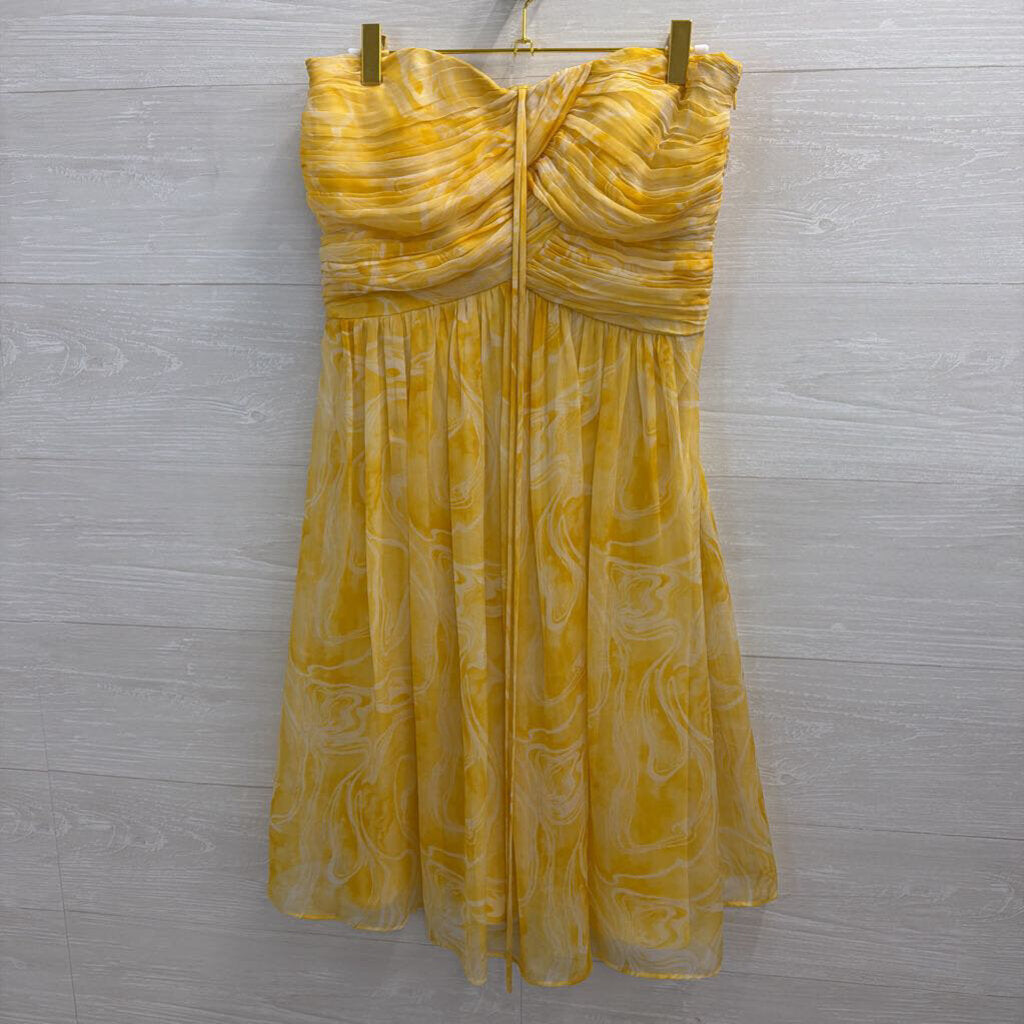 Laundry by Shelli Segal Yellow Print Strapless Dress 6