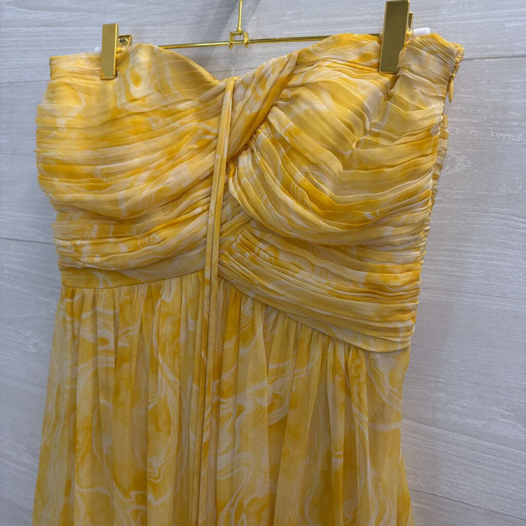 Laundry by Shelli Segal Yellow Print Strapless Dress 6