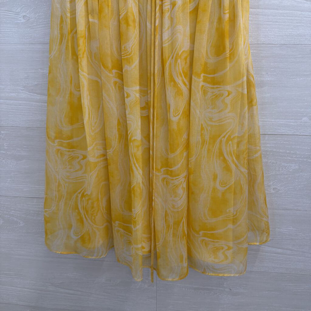 Laundry by Shelli Segal Yellow Print Strapless Dress 6