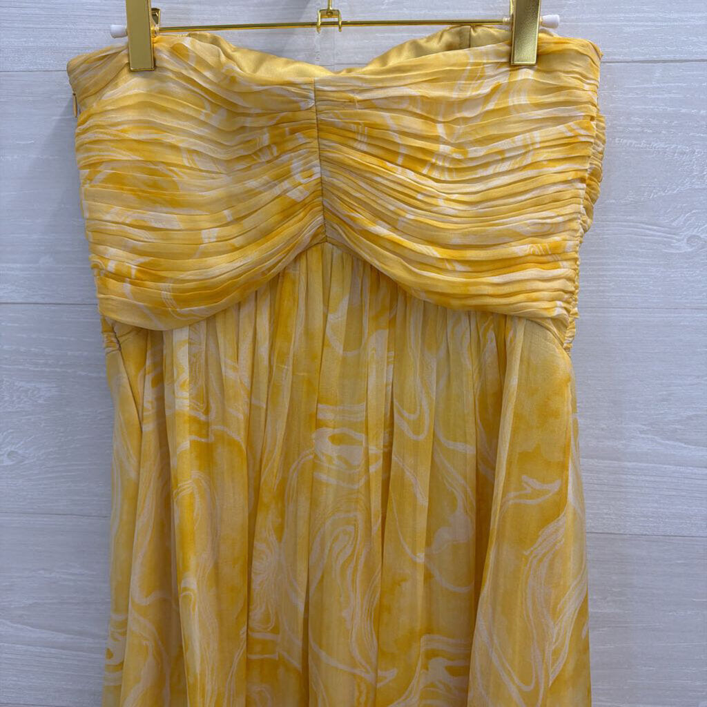 Laundry by Shelli Segal Yellow Print Strapless Dress 6