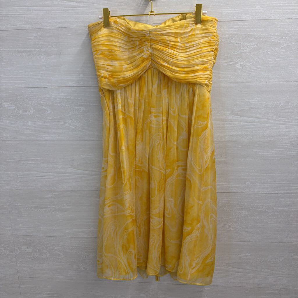 Laundry by Shelli Segal Yellow Print Strapless Dress 6