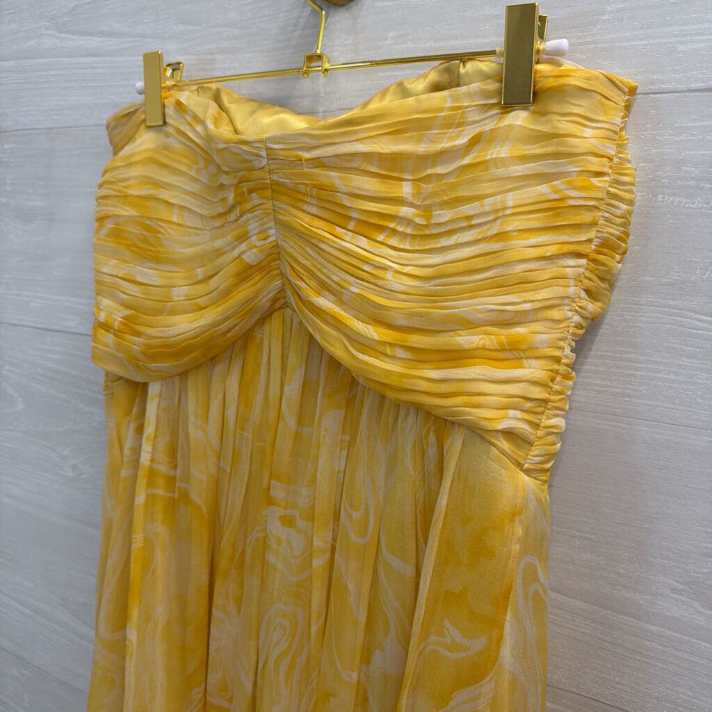 Laundry by Shelli Segal Yellow Print Strapless Dress 6