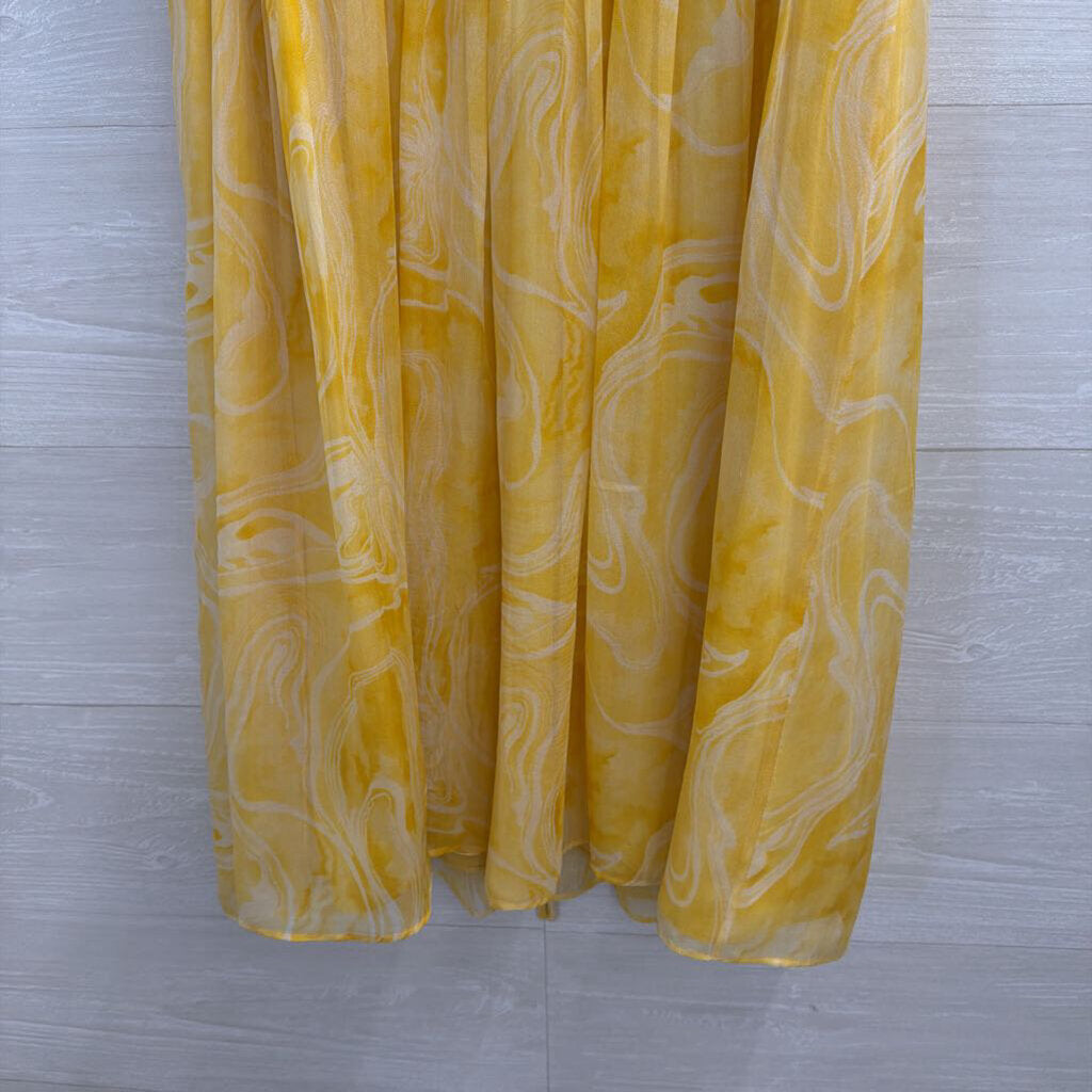 Laundry by Shelli Segal Yellow Print Strapless Dress 6