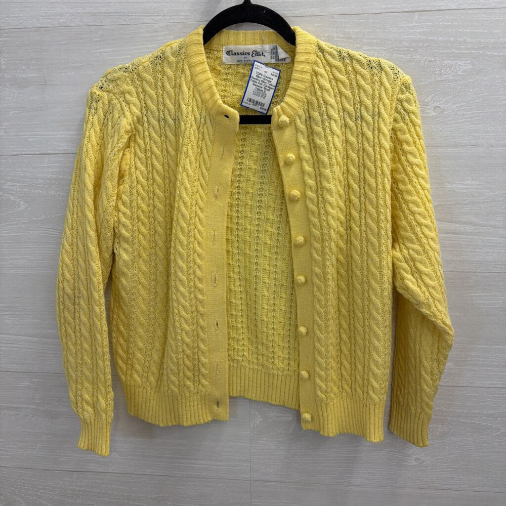 Vintage Classics Elliot Yellow Cable Knit Cardigan Sweater Small