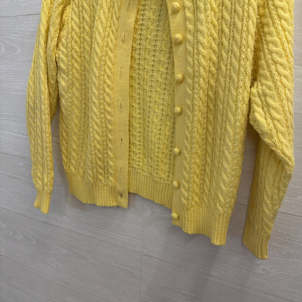 Vintage Classics Elliot Yellow Cable Knit Cardigan Sweater Small