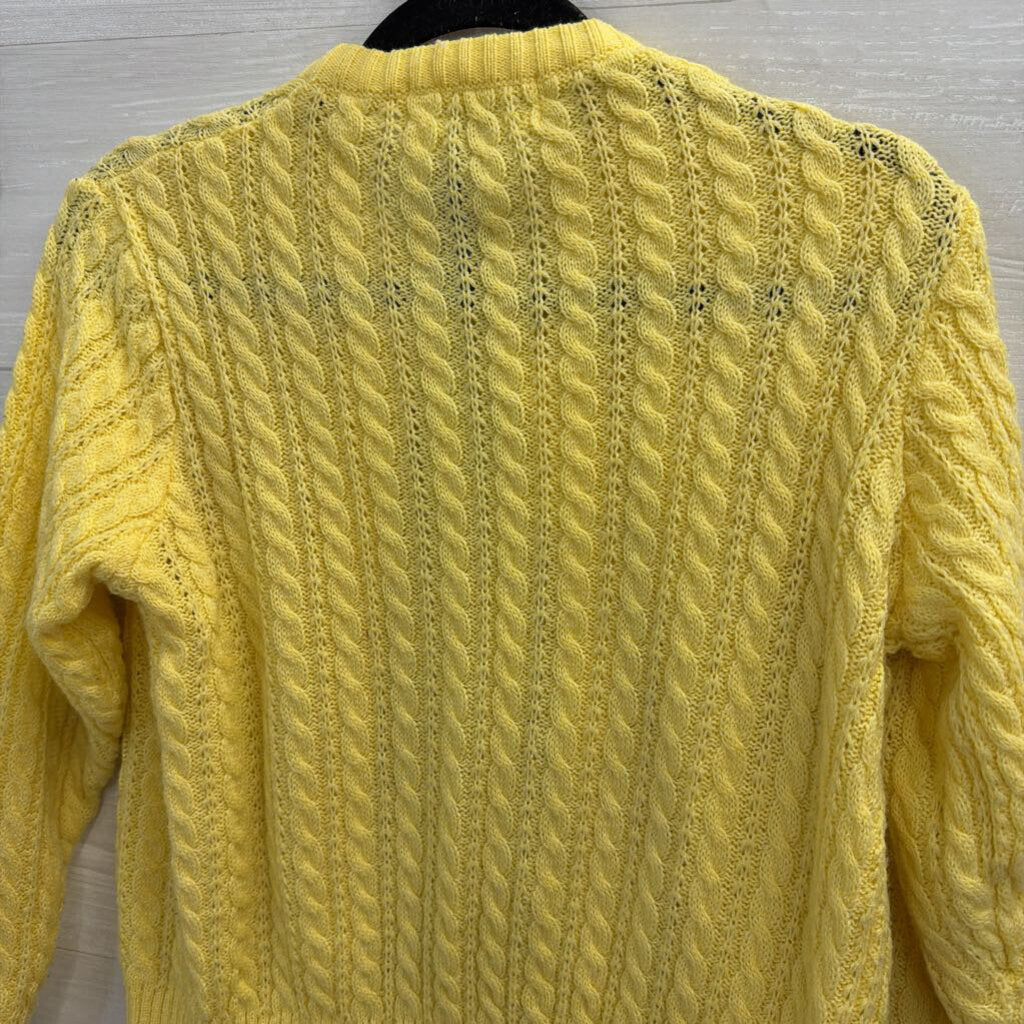 Vintage Classics Elliot Yellow Cable Knit Cardigan Sweater Small