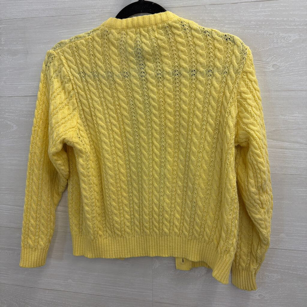 Vintage Classics Elliot Yellow Cable Knit Cardigan Sweater Small