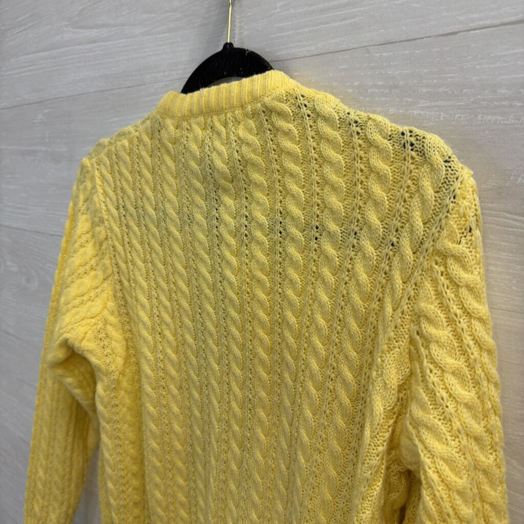Vintage Classics Elliot Yellow Cable Knit Cardigan Sweater Small